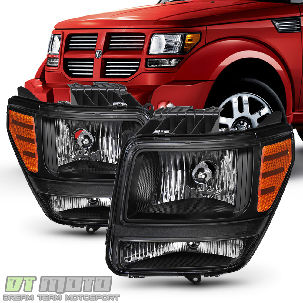 NITRO.V V-9 LIGHT ヘッドランプ Blk 2007-2011 Dodge Nitro Headlights Headlamps Aftermarket Left+
